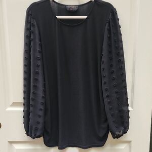 Sweet Wanderer Maternity Black Textured Sleeve Blouse XL Extra Large